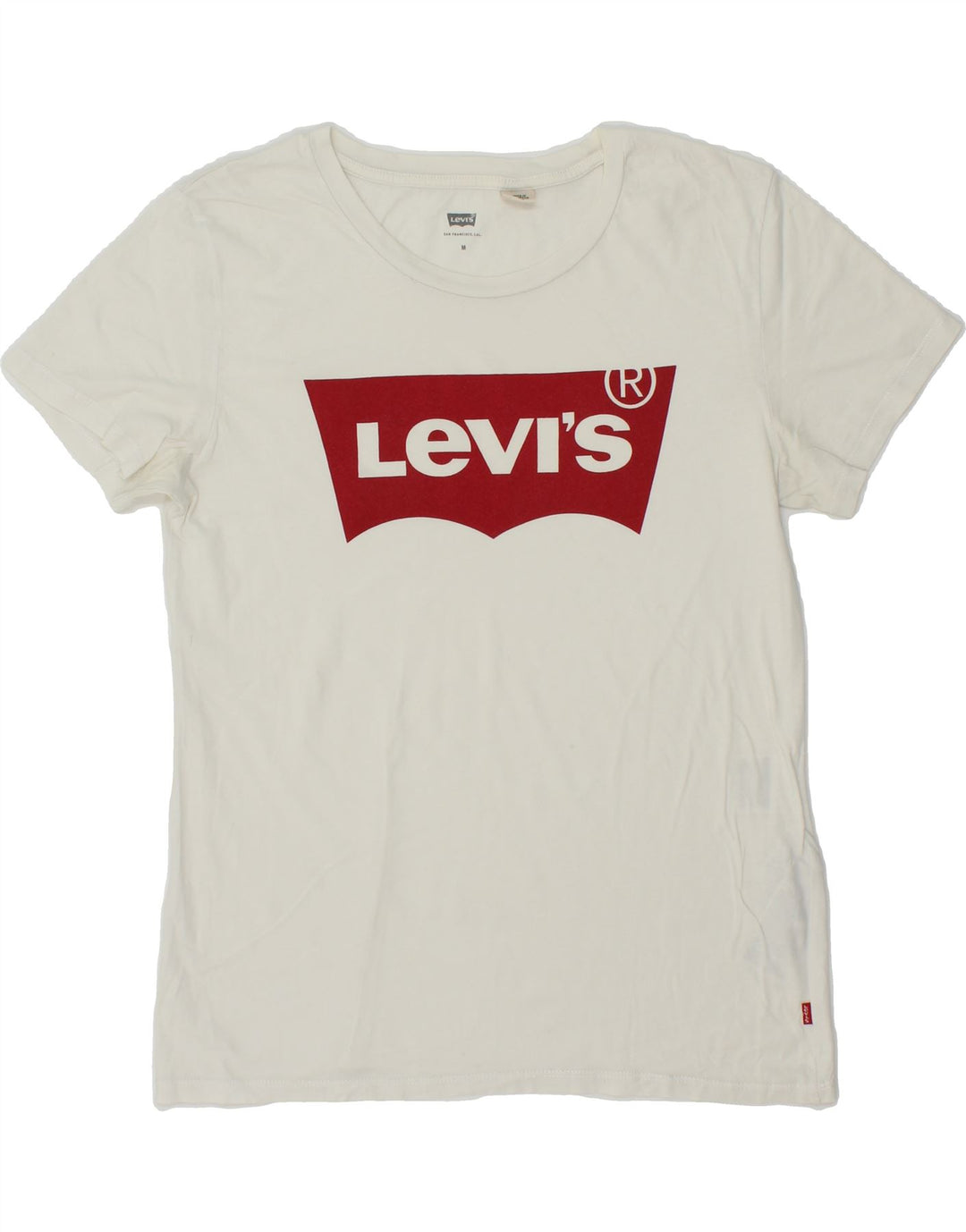 LEVI'S Womens Graphic T-Shirt Top UK 14 Medium White Cotton Vintage Levi's and Second-Hand Levi's from Messina Hembry 