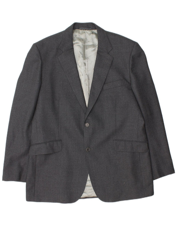 Aquascutum Ανδρικό τζάκετ σακάκι με 2 κουμπιά UK 46 3XL γκρι μαλλί