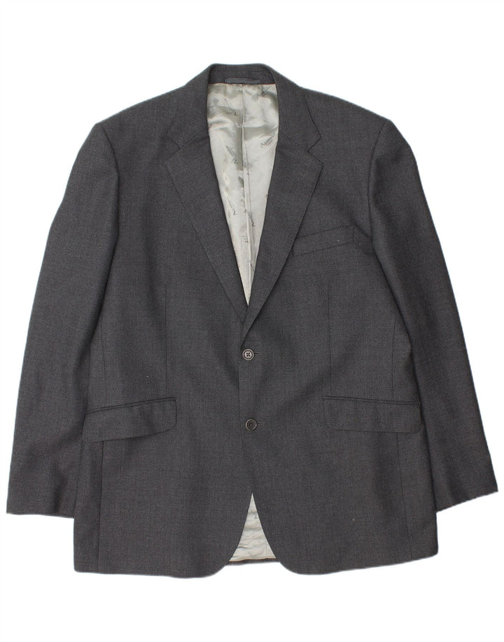 Aquascutum Ανδρικό τζάκετ σακάκι με 2 κουμπιά UK 46 3XL γκρι μαλλί