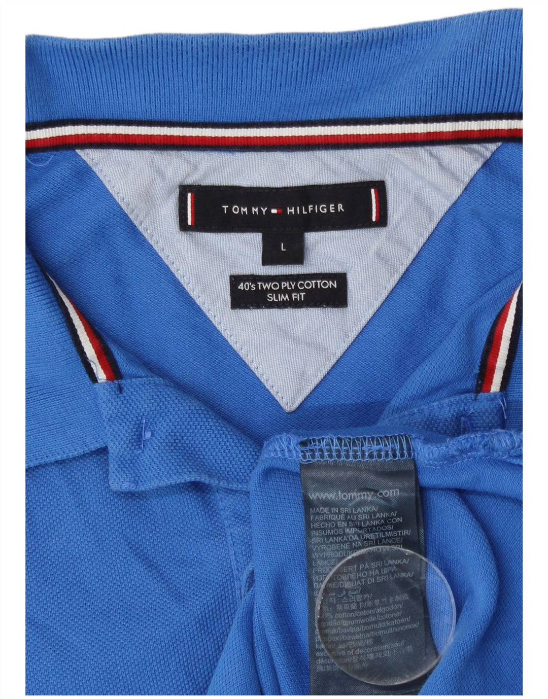 Tommy Hilfiger Ανδρικό πουκάμισο Polo Slim Fit μεγάλο μπλε βαμβακερό