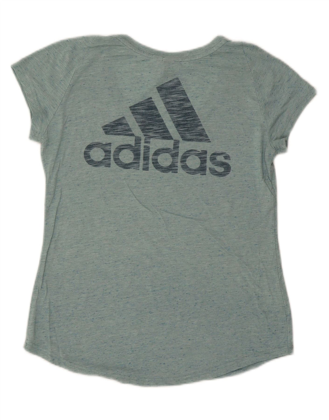 ADIDAS Womens Graphic T-Shirt Top UK 14 Medium Blue Flecked Vintage Adidas and Second-Hand Adidas from Messina Hembry 