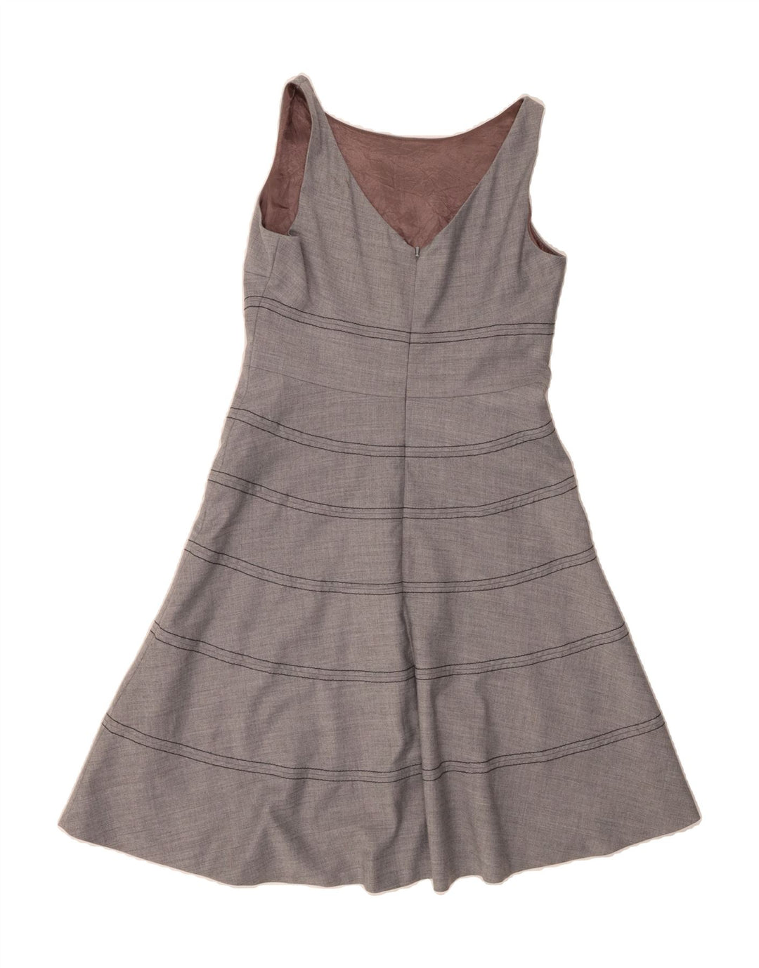COAST Womens Sleeveless A-Line Dress UK 12 Medium  Grey Striped Wool Vintage Coast and Second-Hand Coast from Messina Hembry 