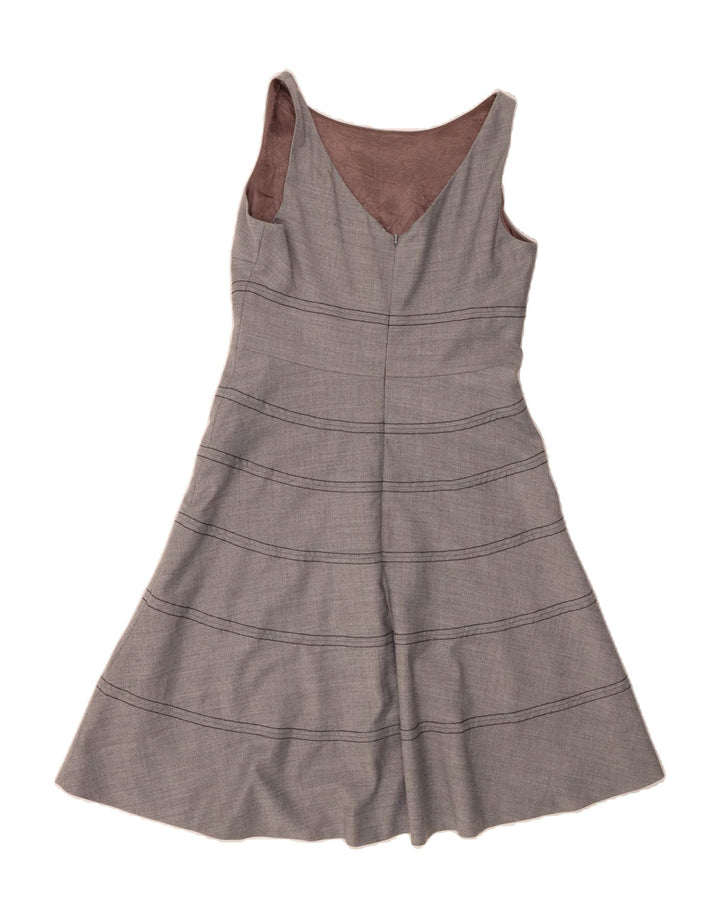 COAST Womens Sleeveless A-Line Dress UK 12 Medium  Grey Striped Wool Vintage Coast and Second-Hand Coast from Messina Hembry 