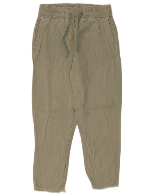 Zara Γυναικείο κωνικό ψηλόμεσο παντελόνι Casual Small W26 L27 Khaki Lyocell