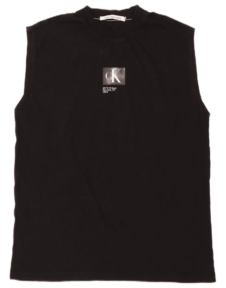 Calvin Klein Jeans Ανδρικό γραφικό φανελάκι, μεσαίο μαύρο βαμβακερό