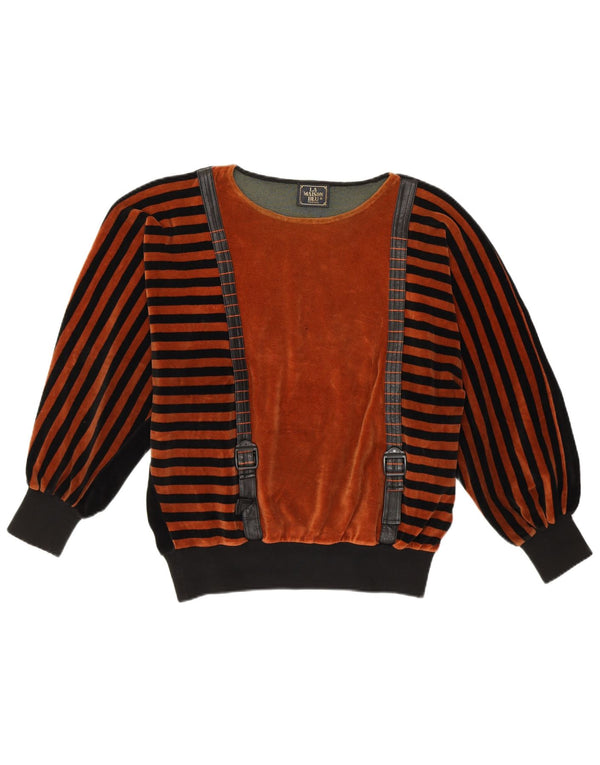 LA MAISON BLU Γυναικείο πουλόβερ με λαιμόκαυστο UK 14 μεσαίο καφέ ριγέ