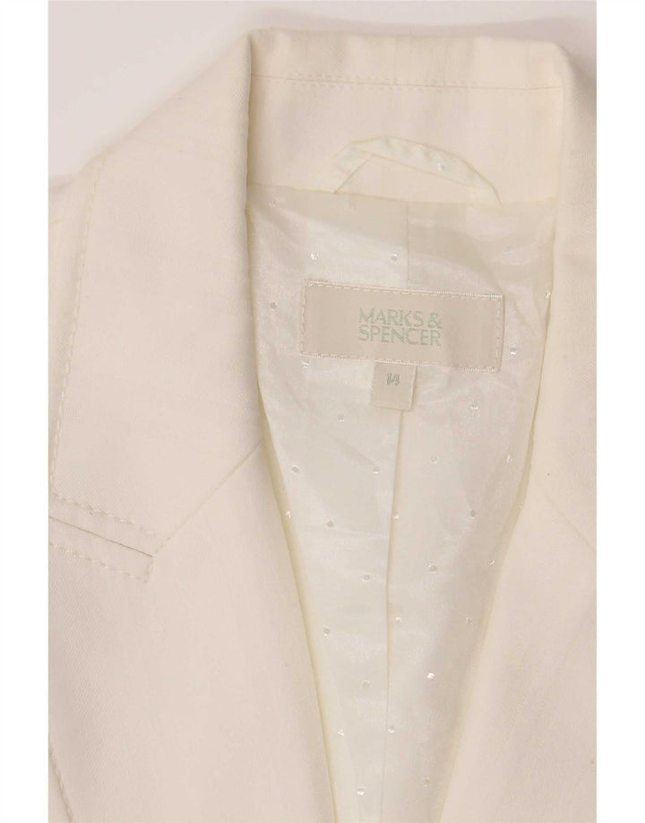 Marks & Spencer Γυναικείο Μπουφάν Blazer UK 14 Μεσαίο Λευκό Πολυεστέρας