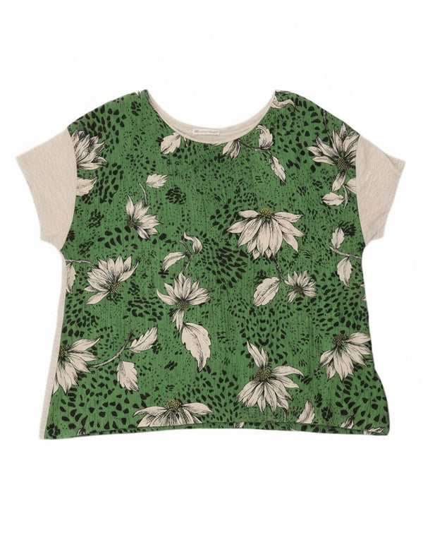 Zara Γυναικείο T-Shirt Top XL Πράσινο Floral Lyocell