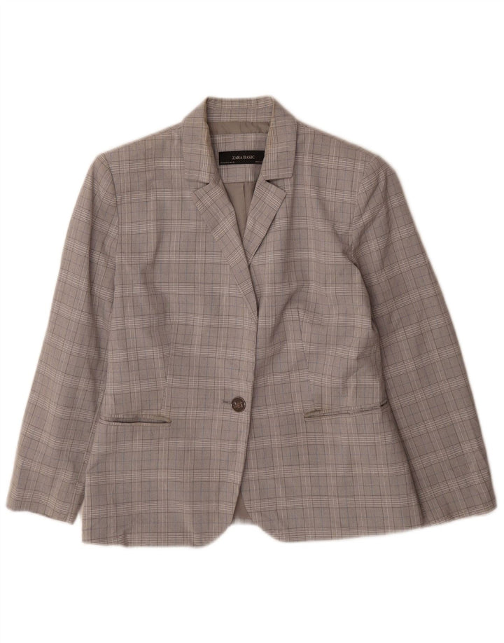 Zara Γυναικείο Μπουφάν σακάκι με 1 κουμπί EU 40 Medium Grey Houndstooth