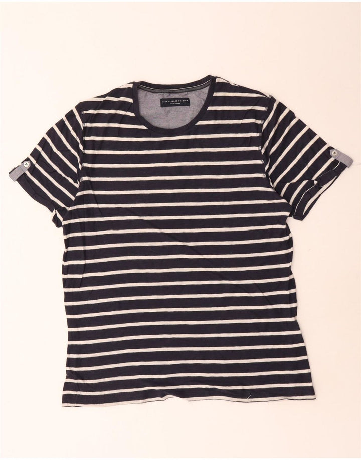 Jack & Jones Ανδρικό T-Shirt Top Large Navy Blue ριγέ