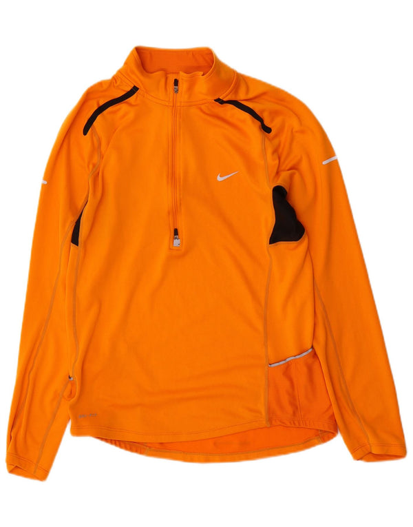 Ανδρική φόρμα Nike Dri Fit με φερμουάρ πουλόβερ στο επάνω μέρος, μεσαίο πορτοκαλί χρώμα