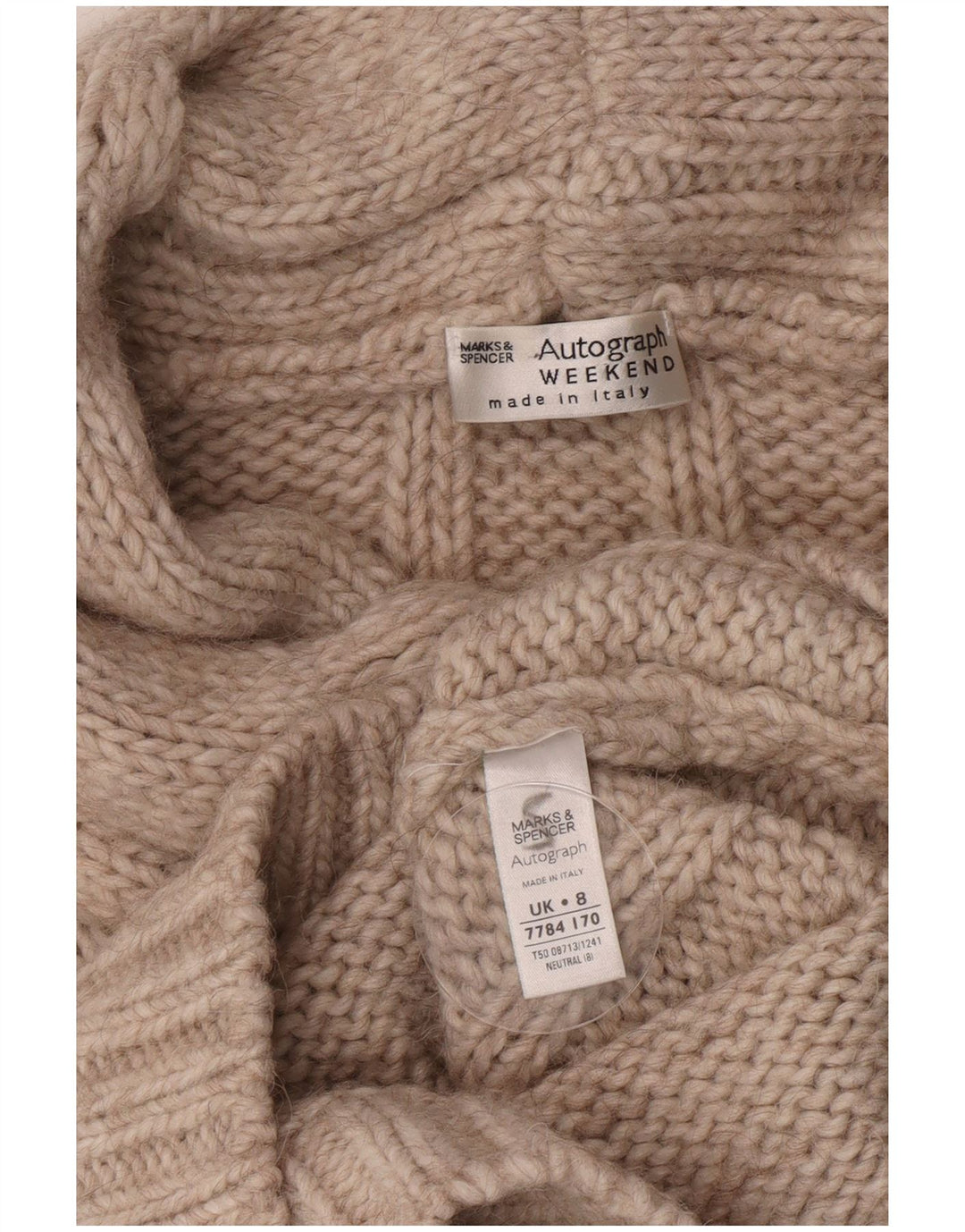 Marks & Spencer Γυναικείο πουλόβερ με ρολό λαιμόκοψη UK 8 μικρό μπεζ ακρυλικό