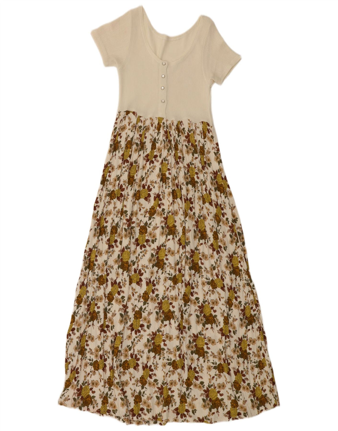 VINTAGE Γυναικείο Maxi Φόρεμα UK 4 XS Off White Floral