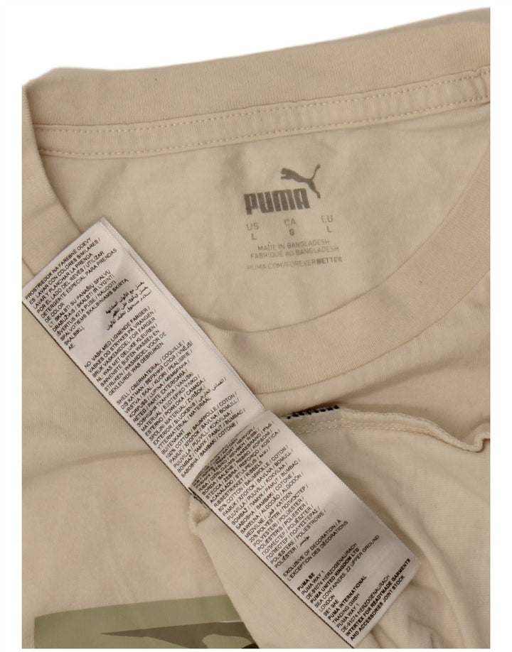 Ανδρικό γραφικό μπλουζάκι Puma, μεγάλο, βαμβακερό σε λευκό χρώμα