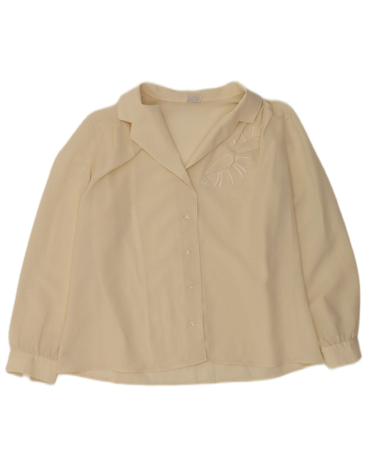 Vintage γυναικείο πουκάμισο μπλούζα IT 47 XL Beige Polyester