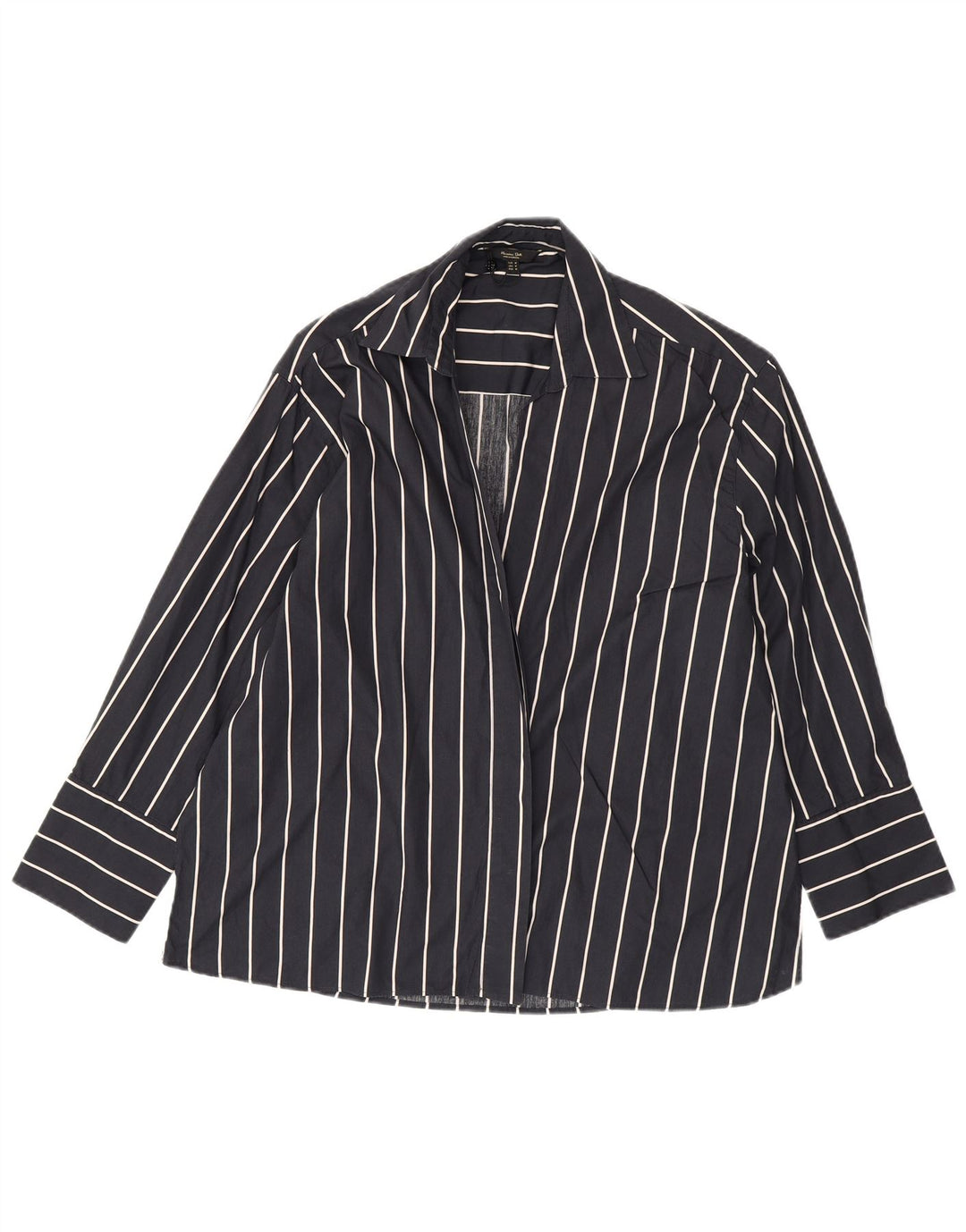 MASSIMO DUTTI Γυναικεία ζακέτα UK 14 Βαμβακερό μεσαίο μπλε ναυτικό ριγέ