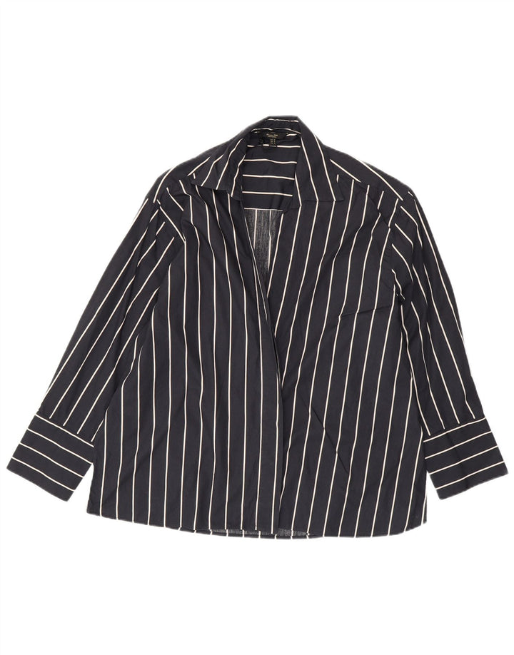 MASSIMO DUTTI Γυναικεία ζακέτα UK 14 Βαμβακερό μεσαίο μπλε ναυτικό ριγέ