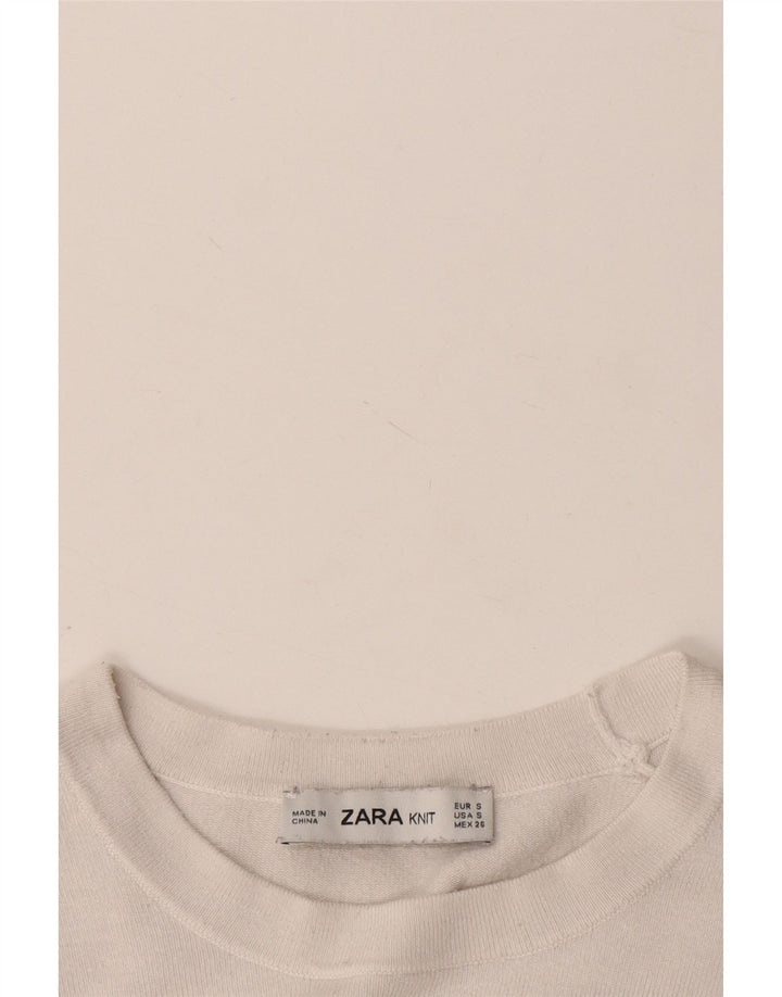 Zara Γυναικείο πουλόβερ με λαιμόκοψη UK 10 Small White