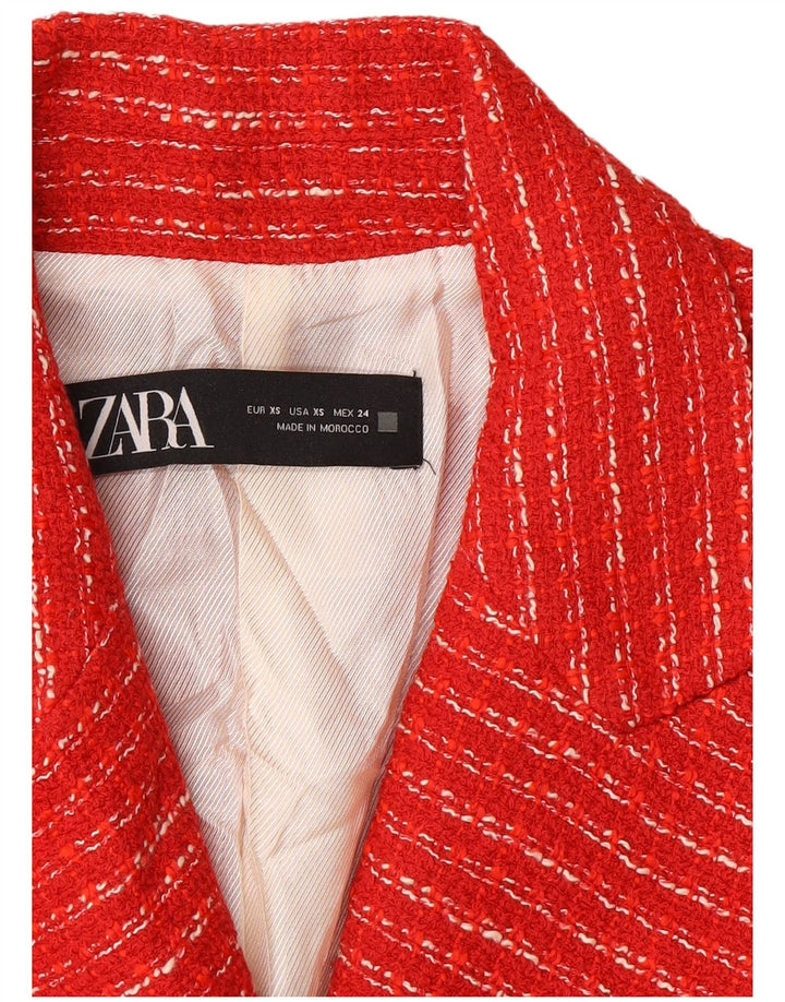 Zara Γυναικείο Μπλέιζερ Διπλό Μπουφάν UK 6 XS Κόκκινο ριγέ