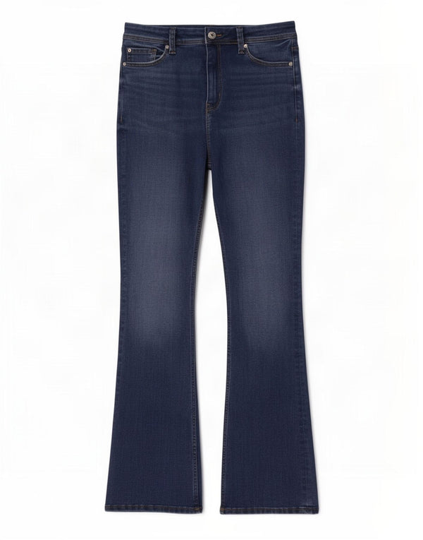 Marks & Spencer Γυναικεία Slim Flared Jeans UK 12 Medium W30 L31 Blue Cotton