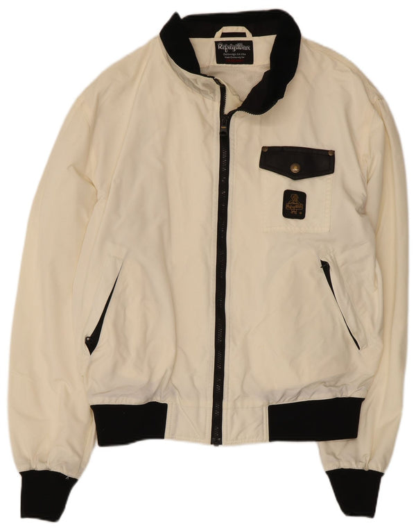 Refrigiwear Ανδρικό Bomber Rain Jacket UK 36 Small White Colourblock Nylon