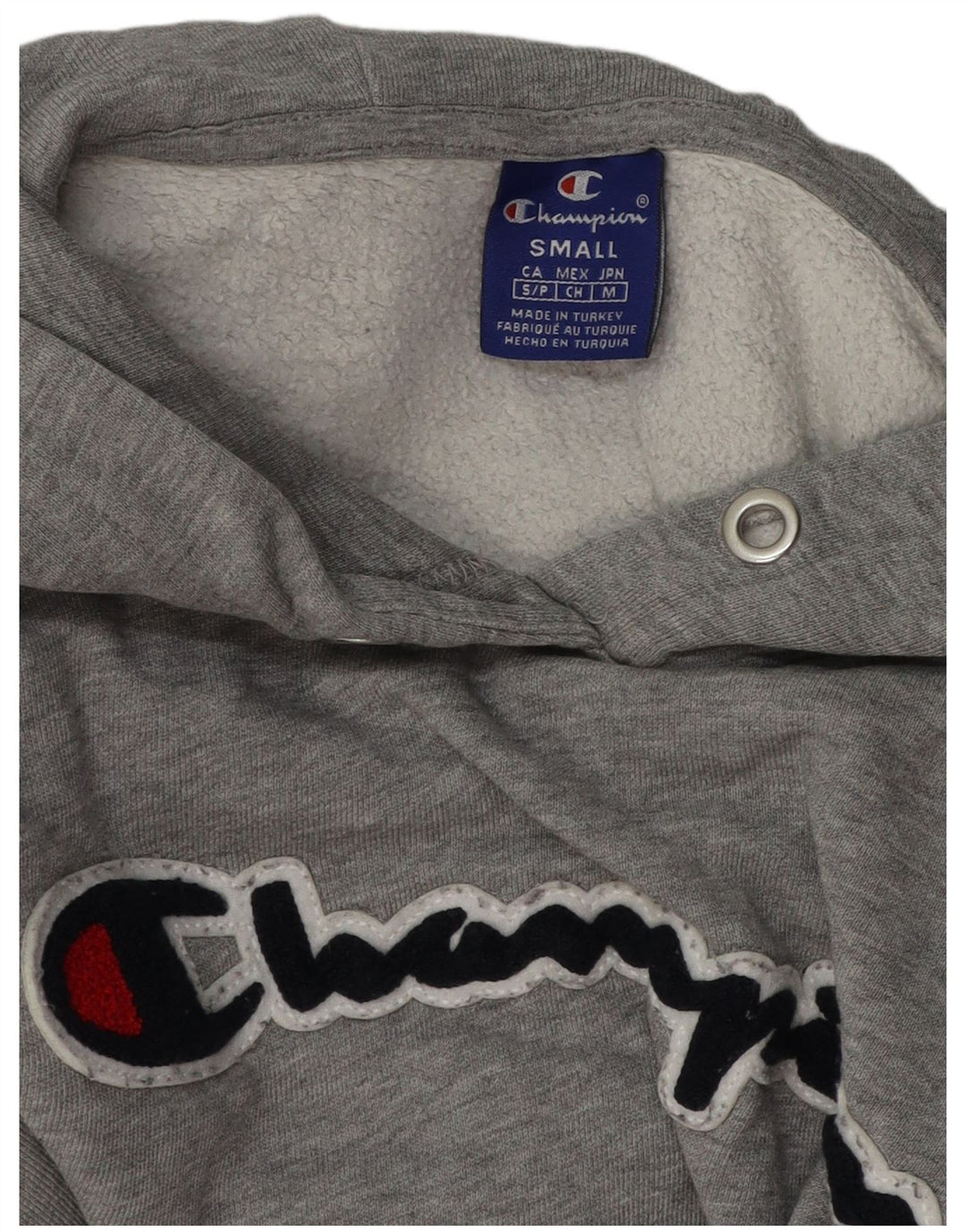Champion Women's Oversized Crop Hoodie Jumper UK 10 Small Grey Flecked