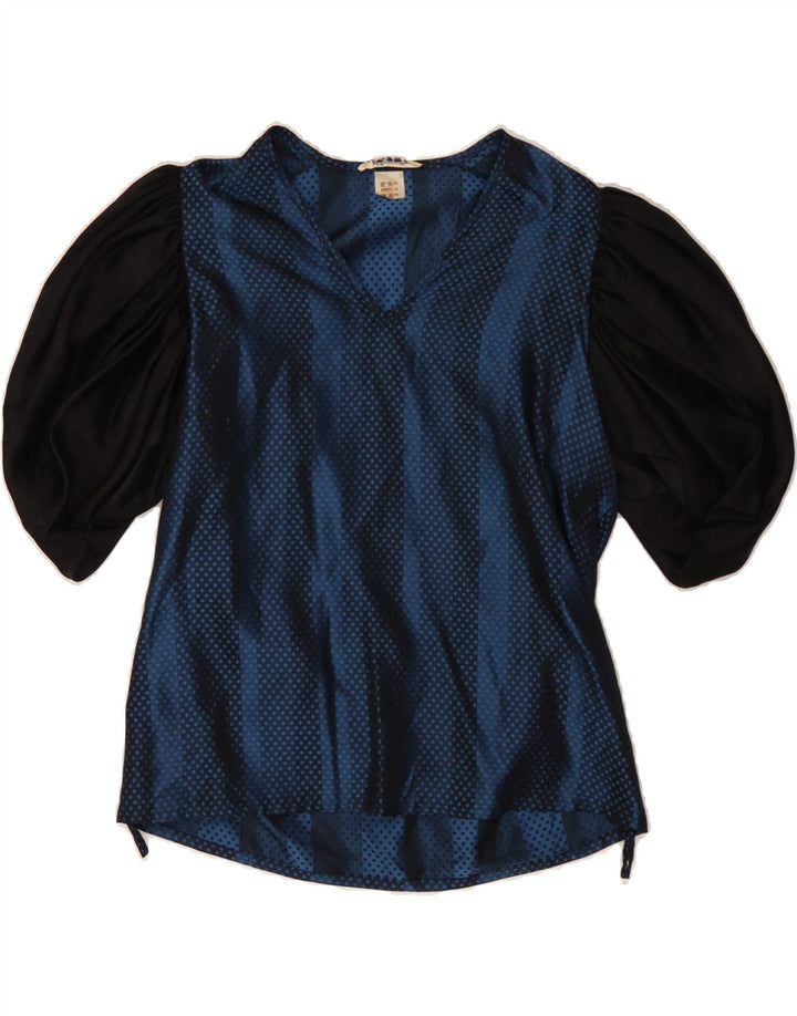 LUISA SPAGNOLI Womens 1/2 Sleeve Blouse Top IT 40 Small Navy Blue Spotted Vintage Luisa Spagnoli and Second-Hand Luisa Spagnoli from Messina Hembry 