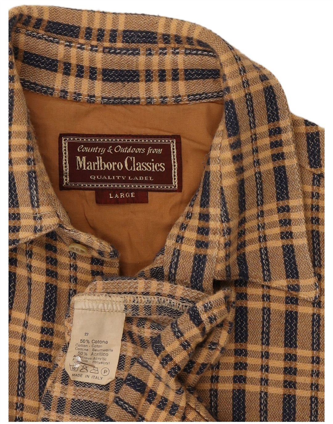Ανδρικό φανελένιο πουκάμισο Marlboro Classics Μεγάλο μπεζ βαμβακερό