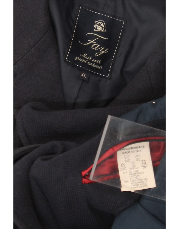 Γυναικείο Παλτό FAY UK 18 XL Navy Blue από βαμβακερό ψαροκόκκαλο