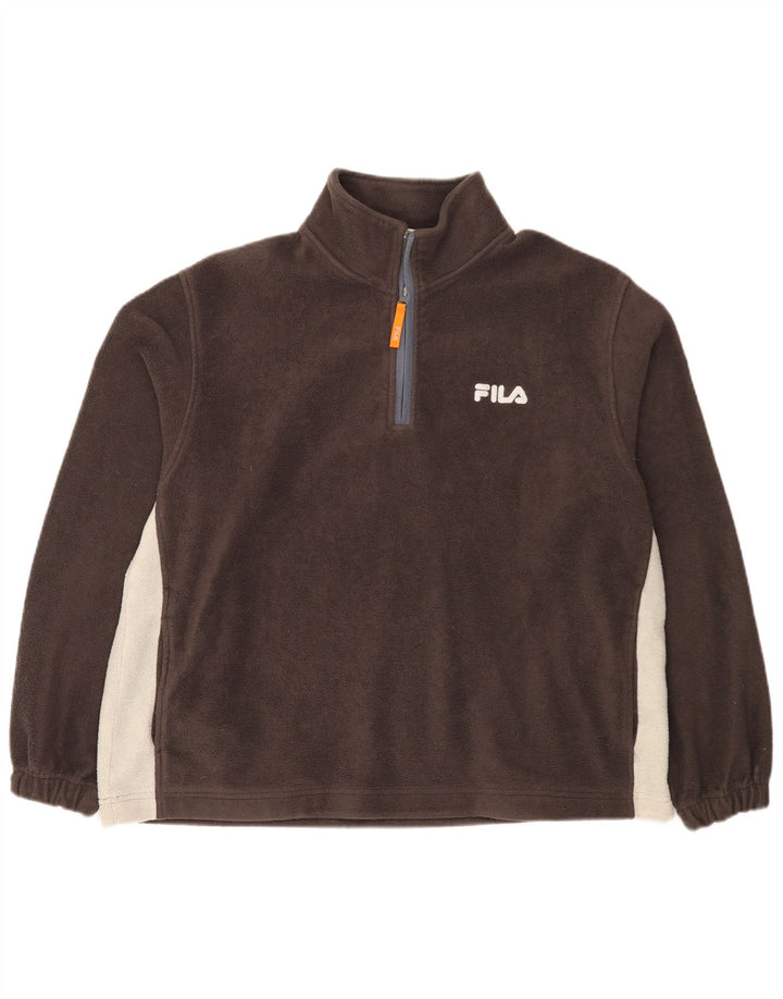 Fila Ανδρικό φερμουάρ με λαιμόκοψη Fleece Jumper Μεγάλο Καφέ Χρώμα Πολυεστέρας