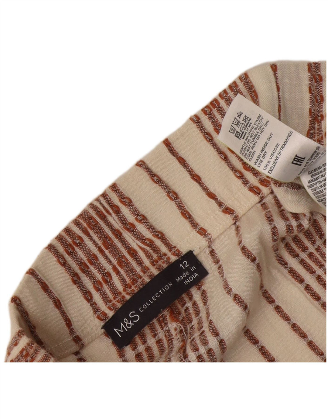 Marks & Spencer γυναικείο σορτς UK 12 Medium W32 Λευκή ριγέ βισκόζη