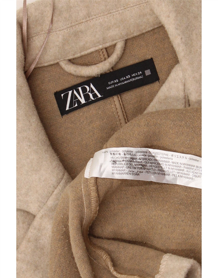 Zara Γυναικείο Longline Oversized Blazer Jacket UK 6 XS Beige Polyester