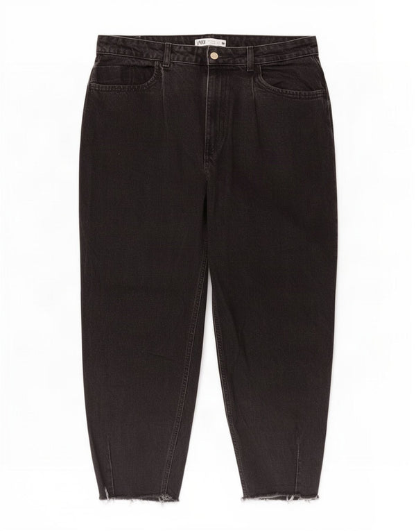 Zara Γυναικείο τζιν με κωνικό ψηλόμεσο τζιν EU 42 Large W32 L26 Μαύρο