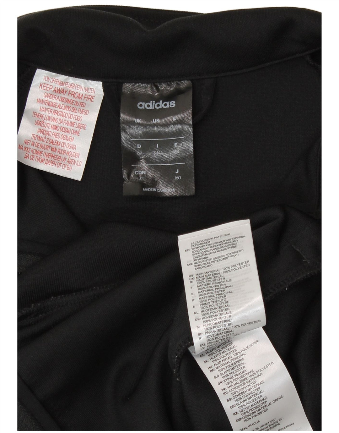 Adidas Boys Climalite Tracksuit Top Jacket 13-14 Years Black Polyester