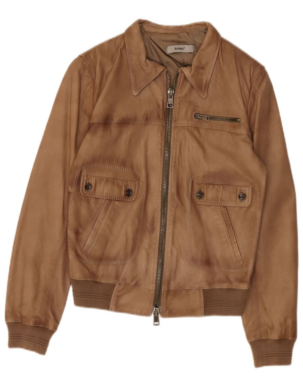 Vintage Γυναικείο Δερμάτινο Μπουφάν IT 44 Medium Beige Leather