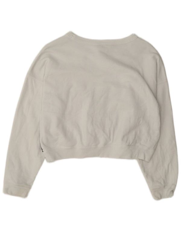 Champion Womens Oversized Crop Φούτερ Jumper UK 10 Small White