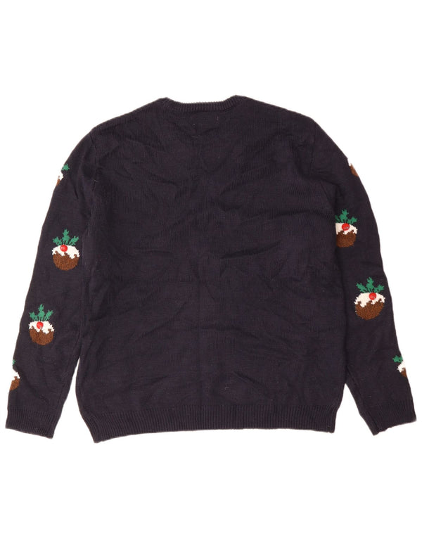 Marks & Spencer Γυναικείο πουλόβερ με λαιμόκοψη UK 16 Large Navy Blue