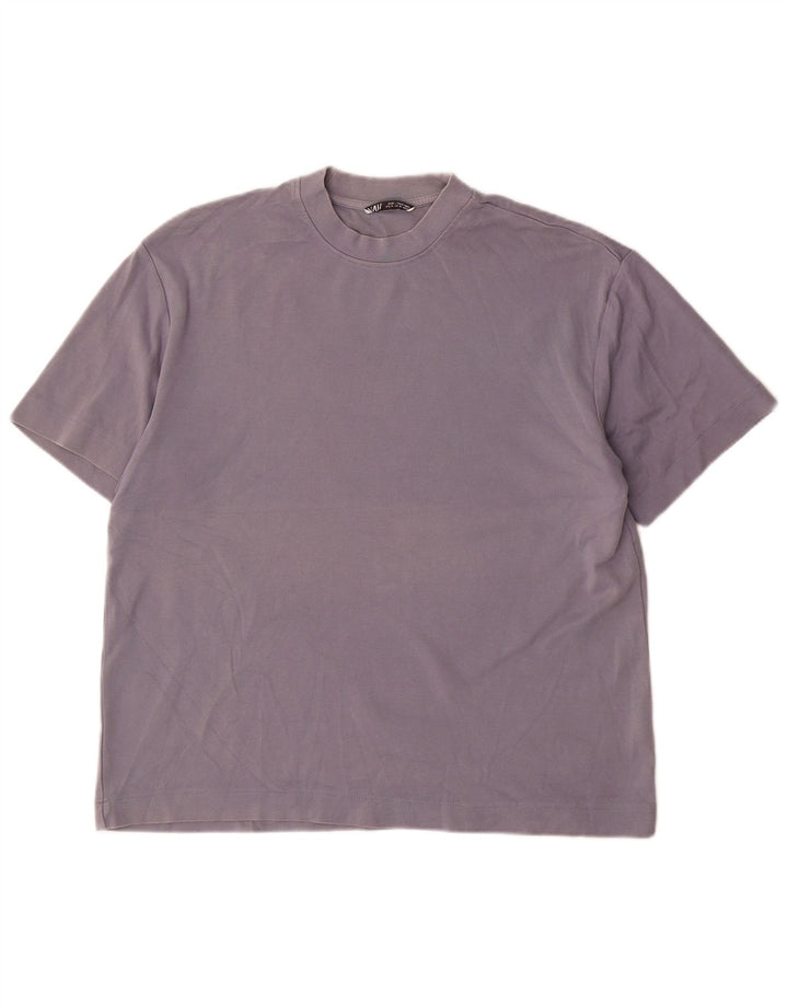 Ανδρικό T-Shirt Zara Τοπ μεσαίο μπλε βαμβακερό