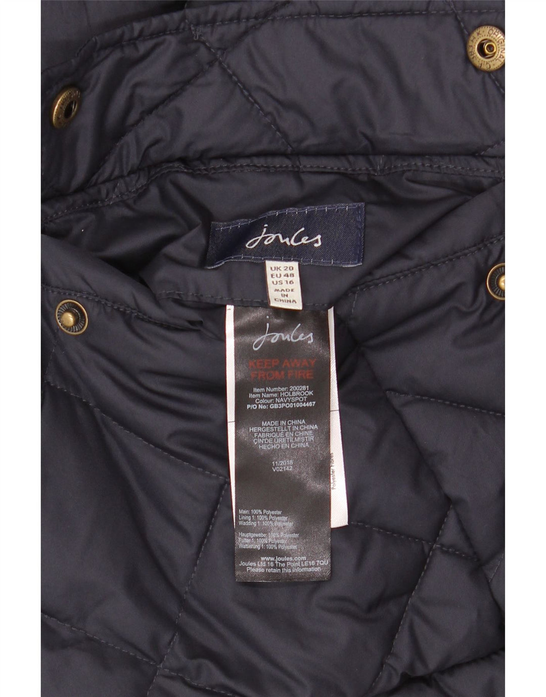 Joules γυναικεία αναστρέψιμη επένδυση Gilet UK 20 2XL Navy Blue Polyester