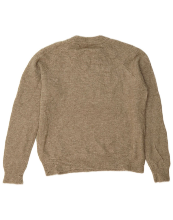 Zara Womens Crew Neck Jumper Sweater UK 10 Small Brown Acrylic