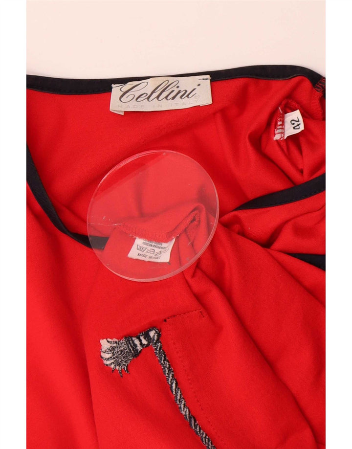 Cellini Γυναικείο κοντομάνικο πουκάμισο Μπλούζα IT 42 μεσαίο κόκκινο χρώμα