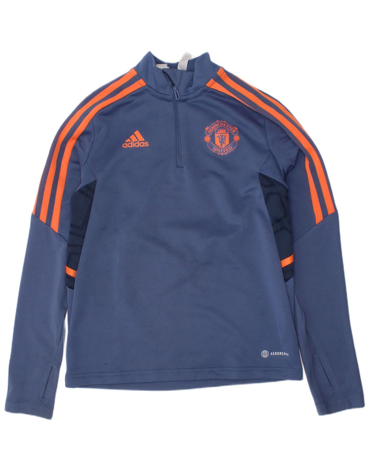 Adidas Boys Μάντσεστερ Γιουνάιτεντ Πουλόβερ φόρμα φόρμας 9-10 ετών μπλε