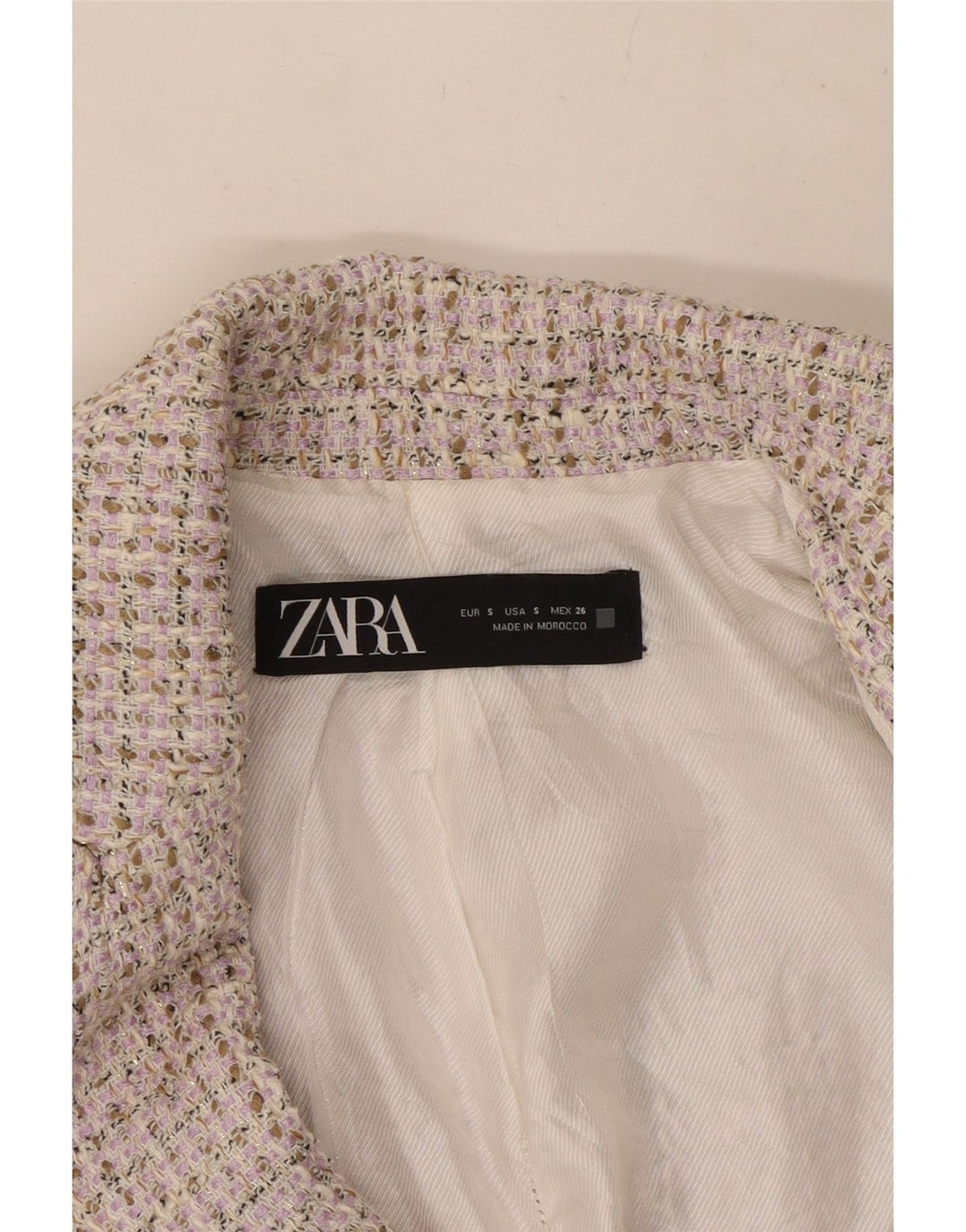 Zara Γυναικείο σακάκι με διπλό στήθος UK 10 Small Beige Flecked