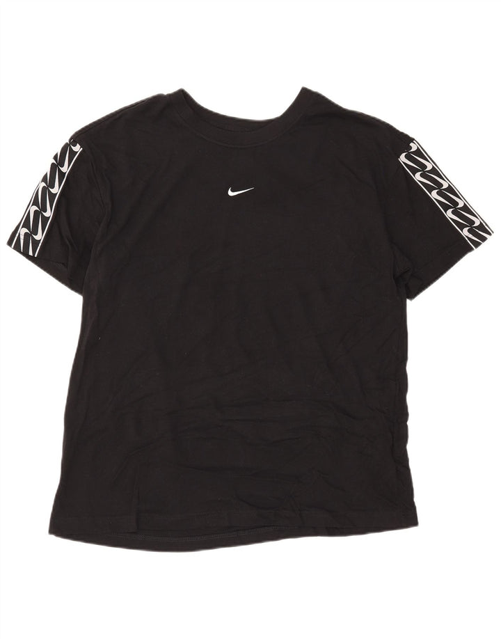 Ανδρικό γραφικό μπλουζάκι Nike, μεσαίο μαύρο βαμβακερό
