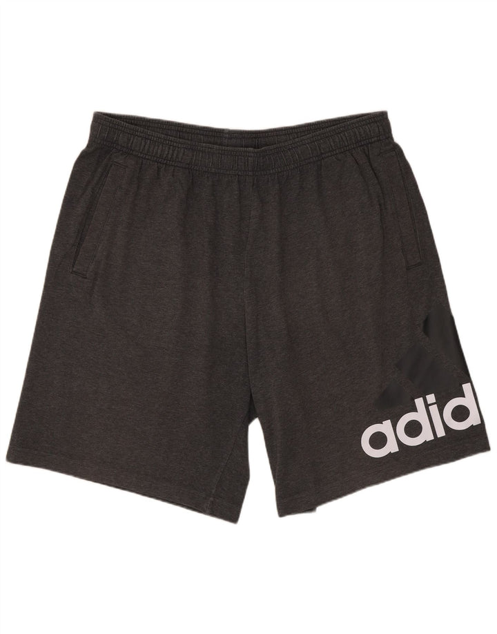 Ανδρικό γραφικό αθλητικό σορτς Adidas μεγάλο γκρι βαμβακερό