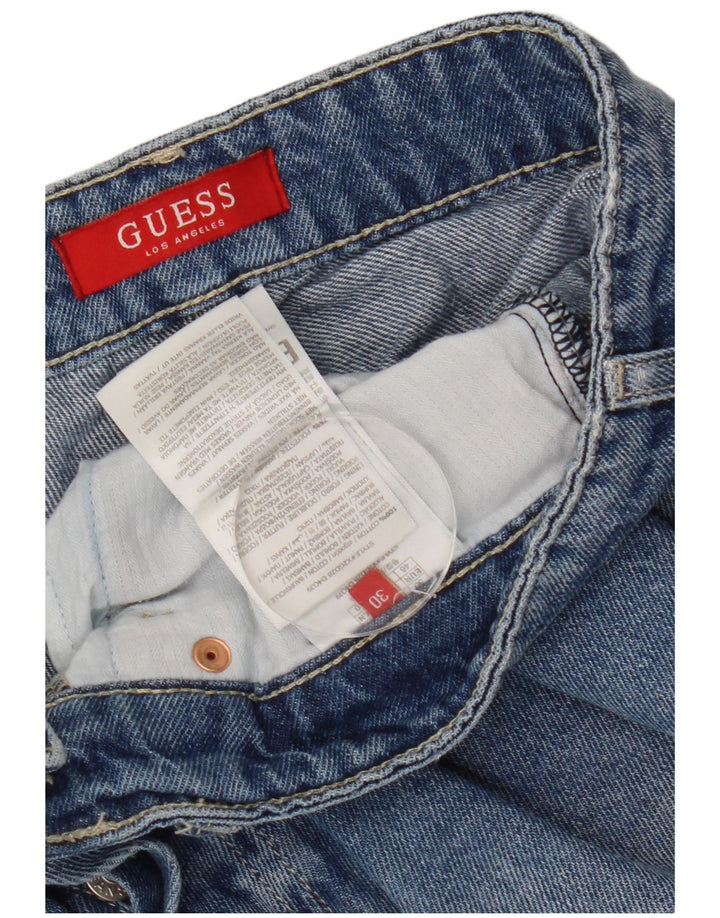 Γυναικείο τζιν σορτς Guess W30 μεσαίο μπλε βαμβακερό