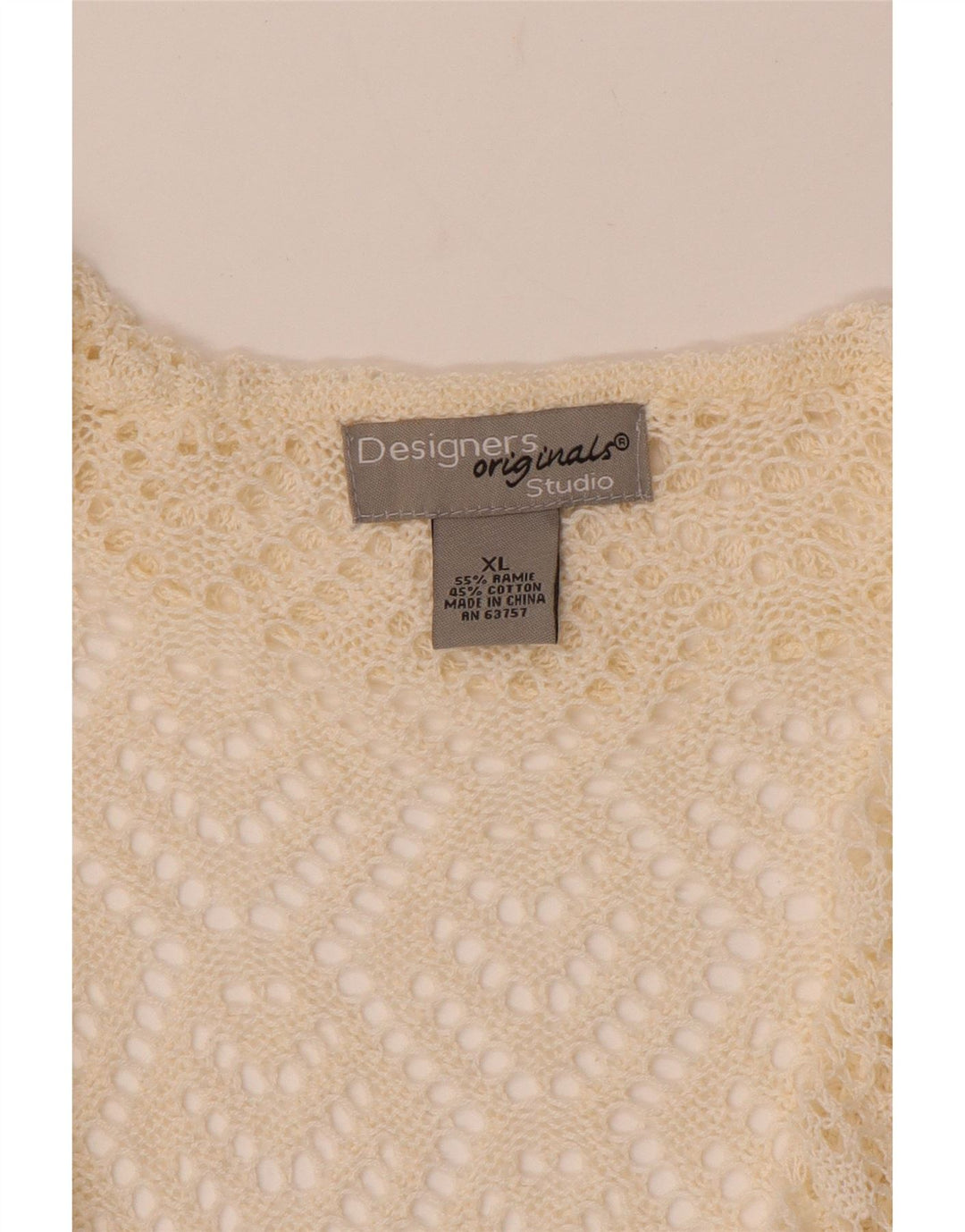 VINTAGE Γυναικείο Crop 3/4 μανίκι ζακέτα πουλόβερ UK 18 XL Off White