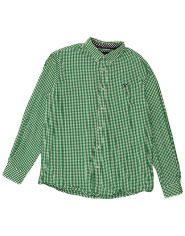 Crew Clothing Mens Classic Fit Shirt Large Green Gingham Cotton