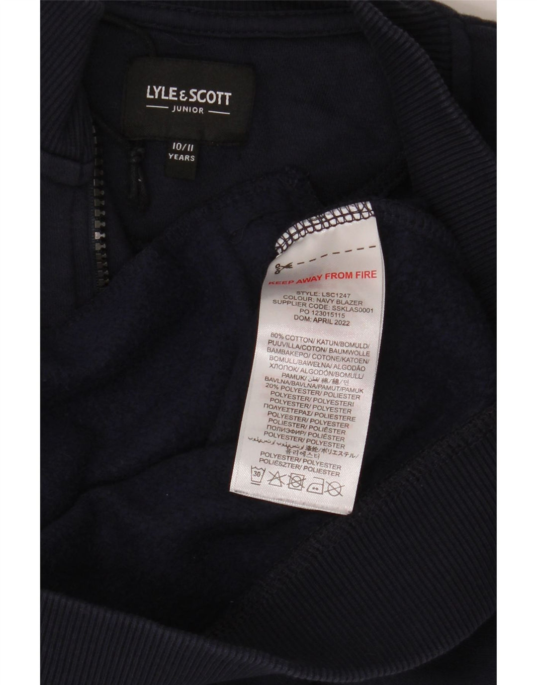 Lyle & Scott Boys αθλητική φόρμα μπουφάν 10-11 ετών Navy Blue Cotton