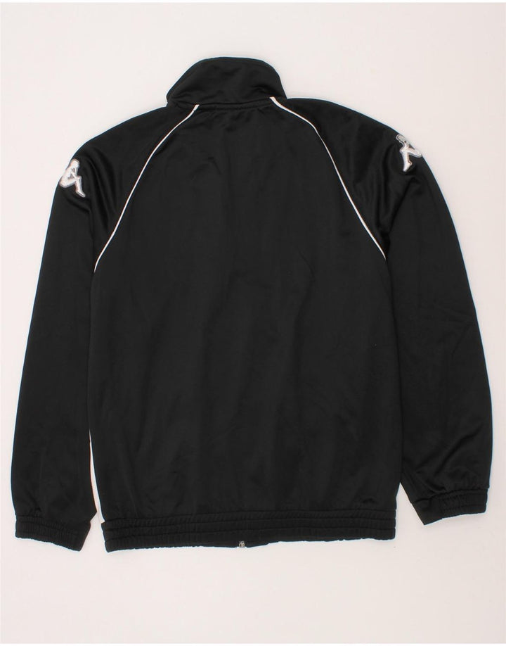 KAPPA Boys Graphic Tracksuit Top Jacket 9-10 Years Black Colourblock Vintage Kappa and Second-Hand Kappa from Messina Hembry 